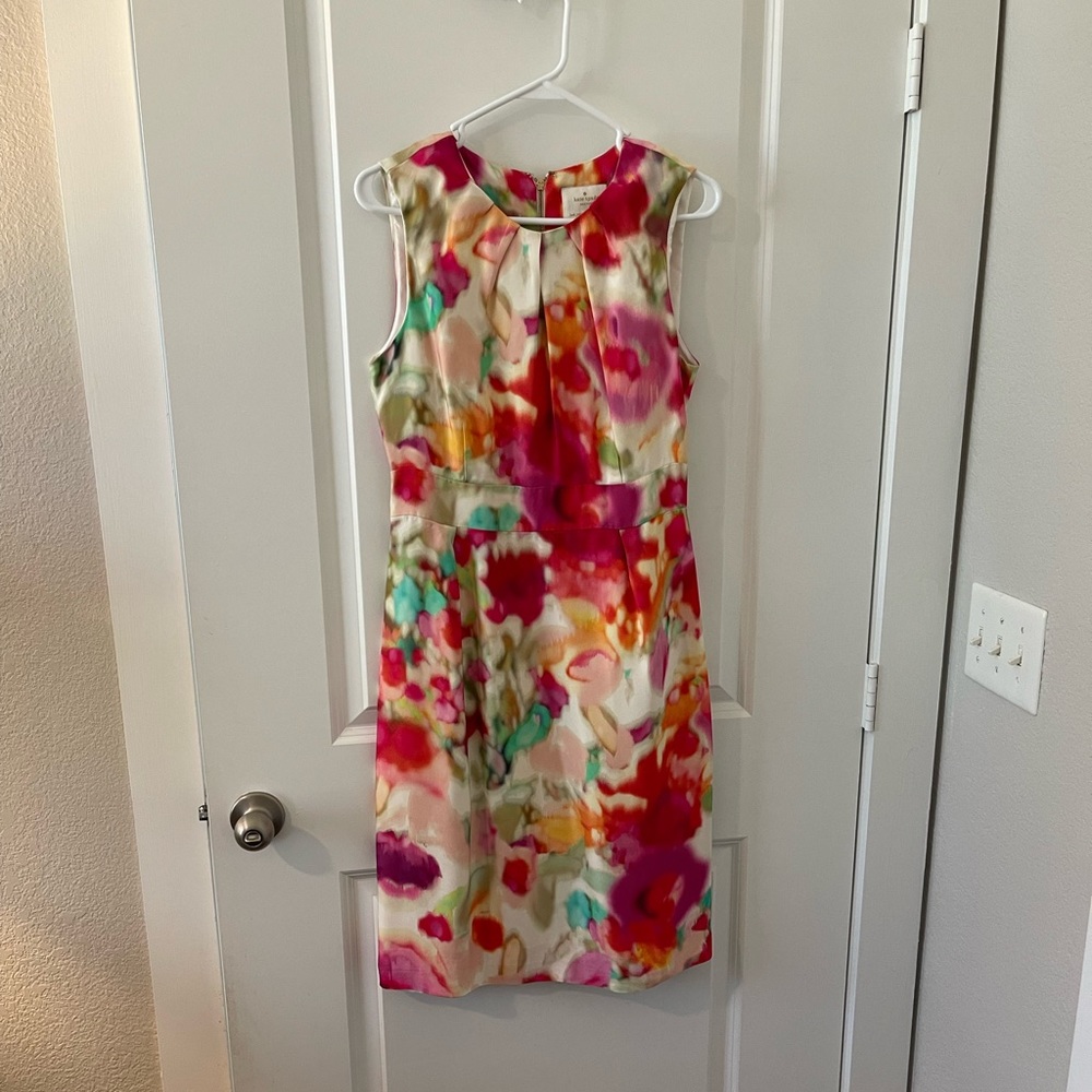 Kate Spade multi color floral fitted midi dress size 10